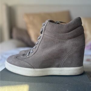 Via Spiga high top gray suede wedge sneakers